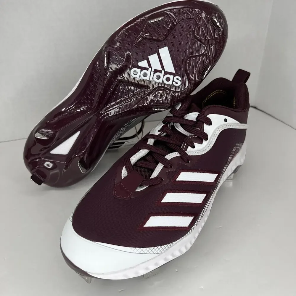 Adidas Icon 6 Bounce Metal Baseball Cleats Men's Sz 8.5 Maroon White FV9351 NEW!